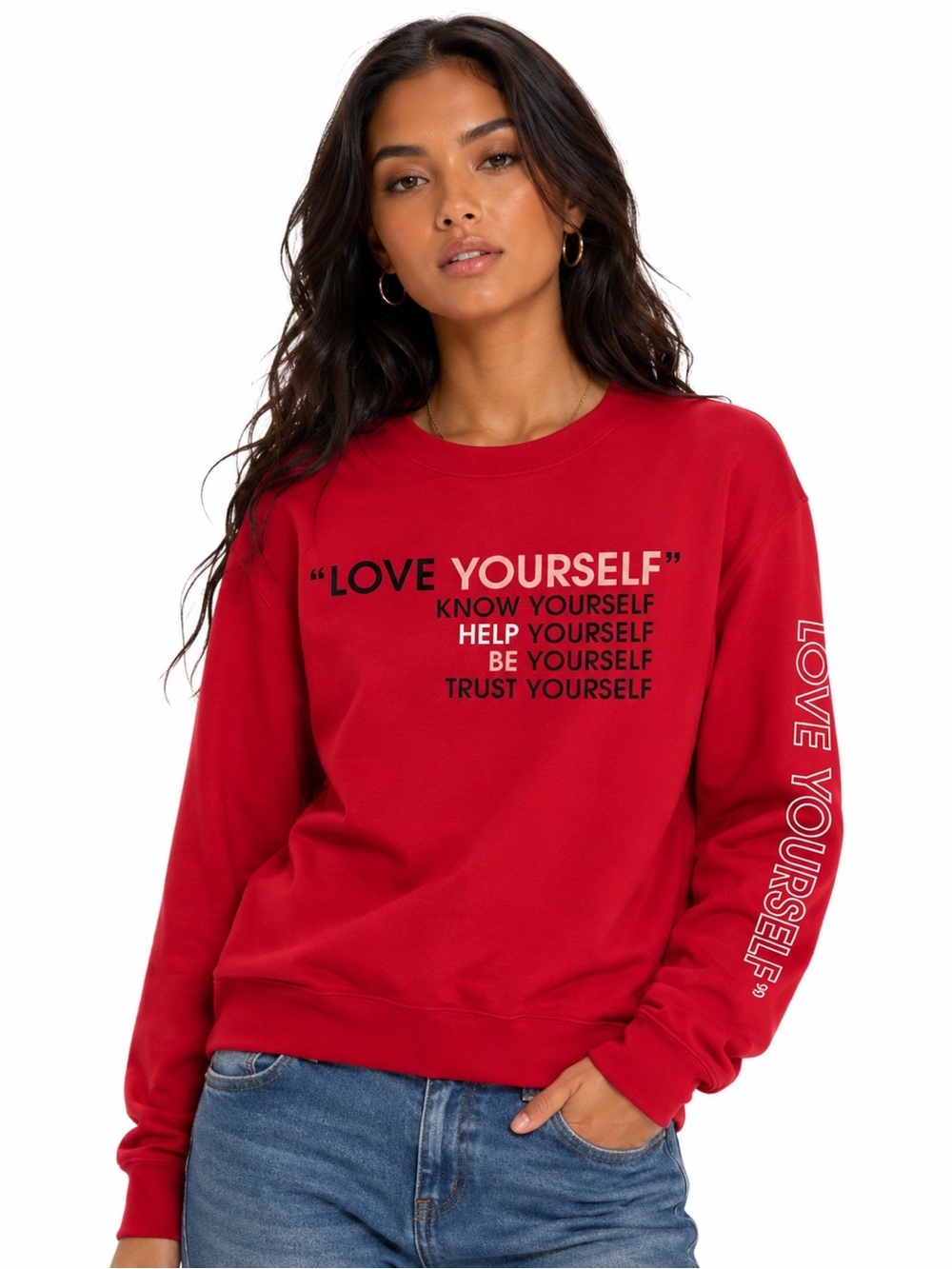 Love Yourself Red Sweatshirt Size:XSmall